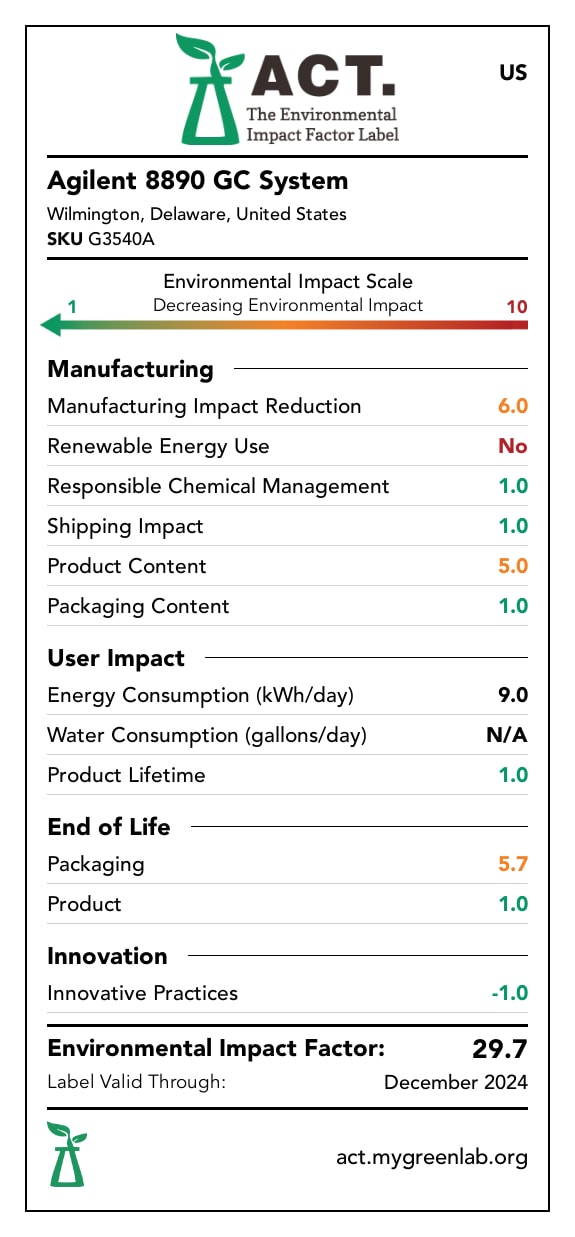 8890 GC System label
