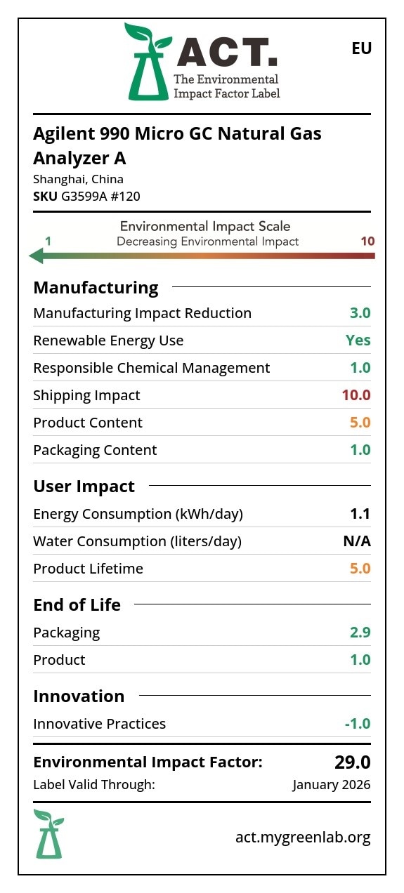 Agilent 990 Micro GC Natural Gas Analyzer A G3599A 120 EU