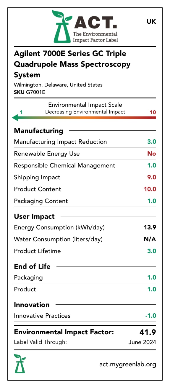 7000E Triple Quadrupole GC/MS label